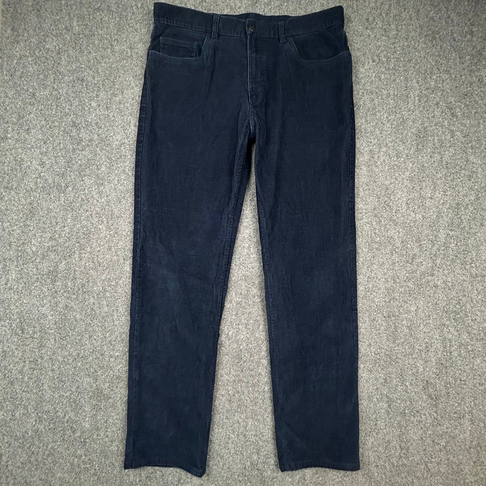 Brooks Brothers 346 Corduroy Pants Mens 36x32 Navy Blue Straight Leg Stretch